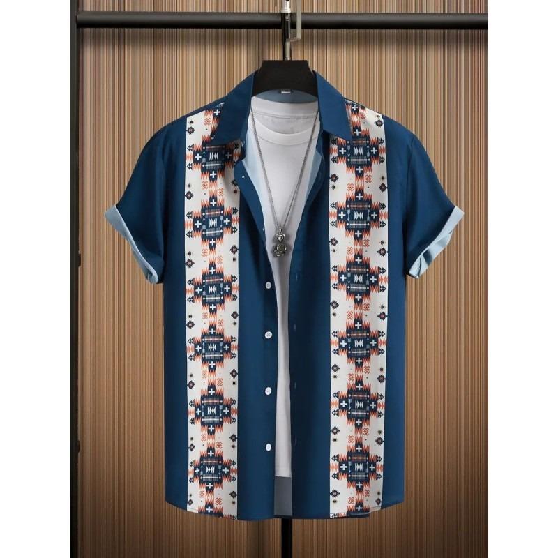 Palmshadow Herrenhemd 3D-Druck Camisa Ärmelhemd Atmungsaktiv Business Urlaub Alltag Outdoor Kurzarmhemd