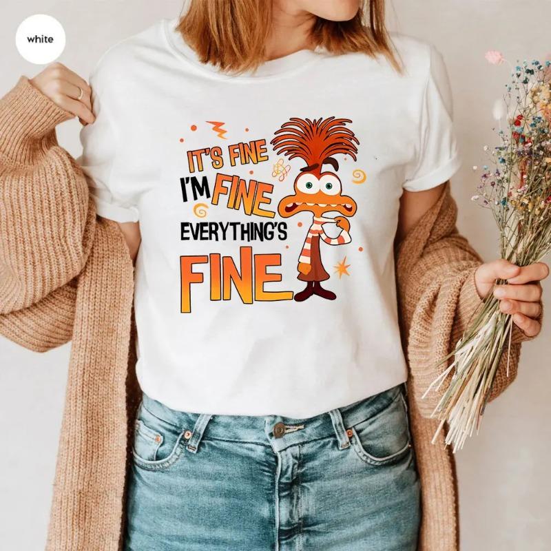 Anxiety Shirt From the Inside Out T-Shirt Everything Is Fine Anxiety From the Inside Out Retro Mental Health Vacation T-Shirt