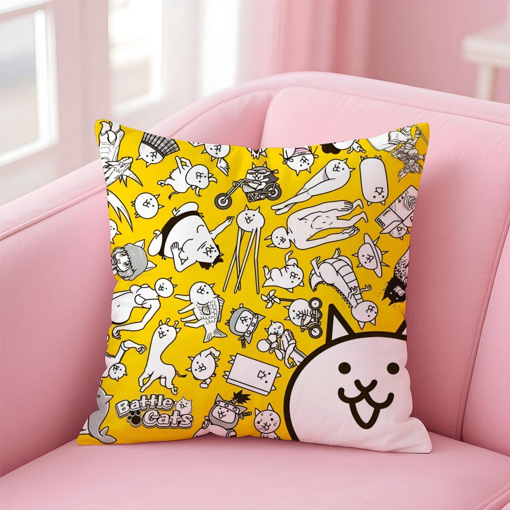 Anime T-The B-Battle Cats Cushion Cover Comfortable Reversible Pillow Cover Ideal for Car Sofa Bedroom & Beyond