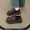 Platform British style small leather shoes women's 2025 spring and autumn new one-pedal black jk single shoes popular Doudou loafers