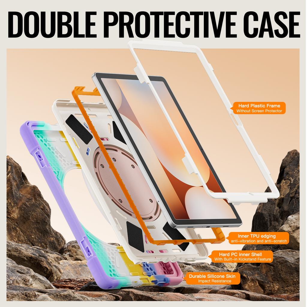 Rotating Case for Samsung Galaxy Tab A11 Plus 2025 11.0" SM-X310 X315 X230 X235 X236 Stand Handle Grip Cover with Shoulder Strap