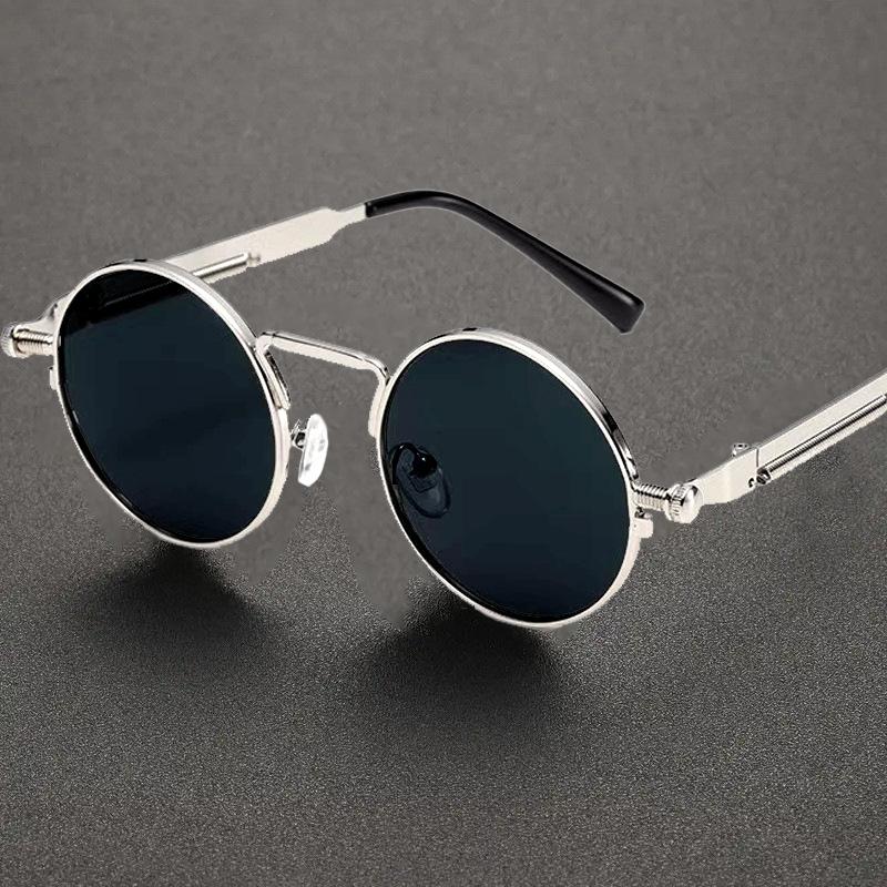 Retro Men Alloy Punk Sunglasses Colorful Round Metal Frame Women Fashion Sun Glasses UV400 Eyewear Round Oculos De Sol