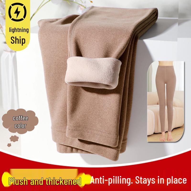 Women's Autumn Lambswool & Fleece Thermal Set: 460g Brushed Velvet Top & Bottoms for Cold Weather
