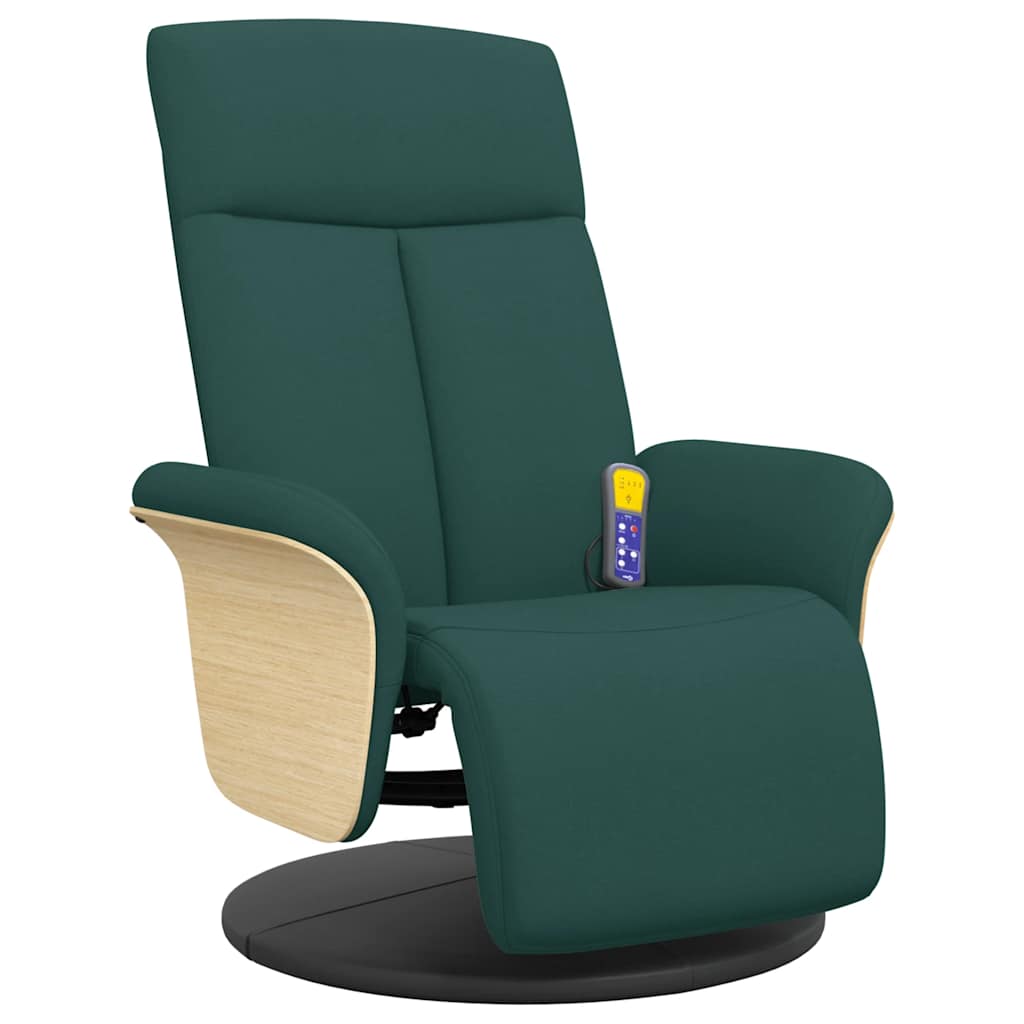 Massage Chair with Footrest Dark Green Fabric