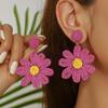 European and American new summer vacation style flower earrings bohemian style stud earrings hand-woven raffia earrings women
