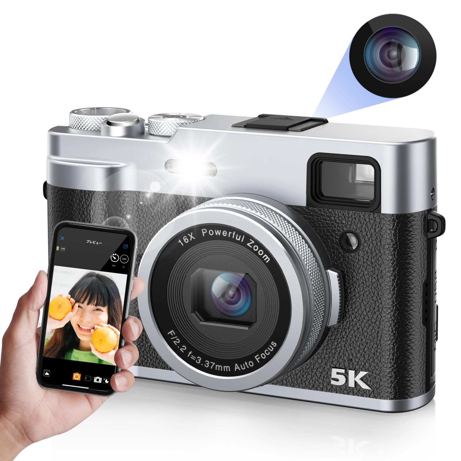 

Цифрова камера 5K, яку можна надіслати на 48 мільйонів зображень Wi-Fi, передня та задня подвійна картка 16x 64g, чорний, сріблястий смартфон, пікселі, 30 кадрів/с, функція,