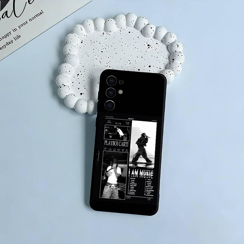 I AM MUSIC (Playboi Carti) Black Soft Silicone Phone Case for Samsung S25, S24, S21, S22, S23, S30, Ultra, S20, Plus, FE, Lite