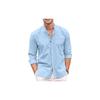 Bellstone Mens Casual Button Down Shirt | Cotton Luster Long Sleeves Shirts | Mandarin Collared Shirts