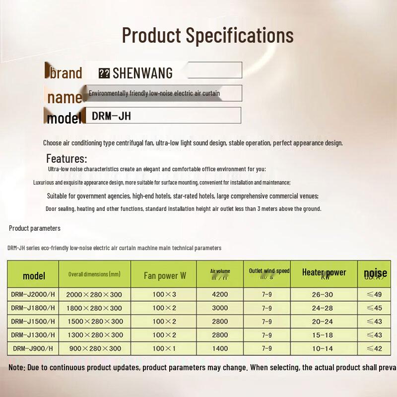 Shenwang Electric Heat Air Curtain