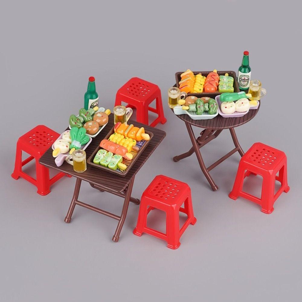 Doll Furniture Miniature Dining Table Scene Model Dollhouse Small Chair  Home Decor