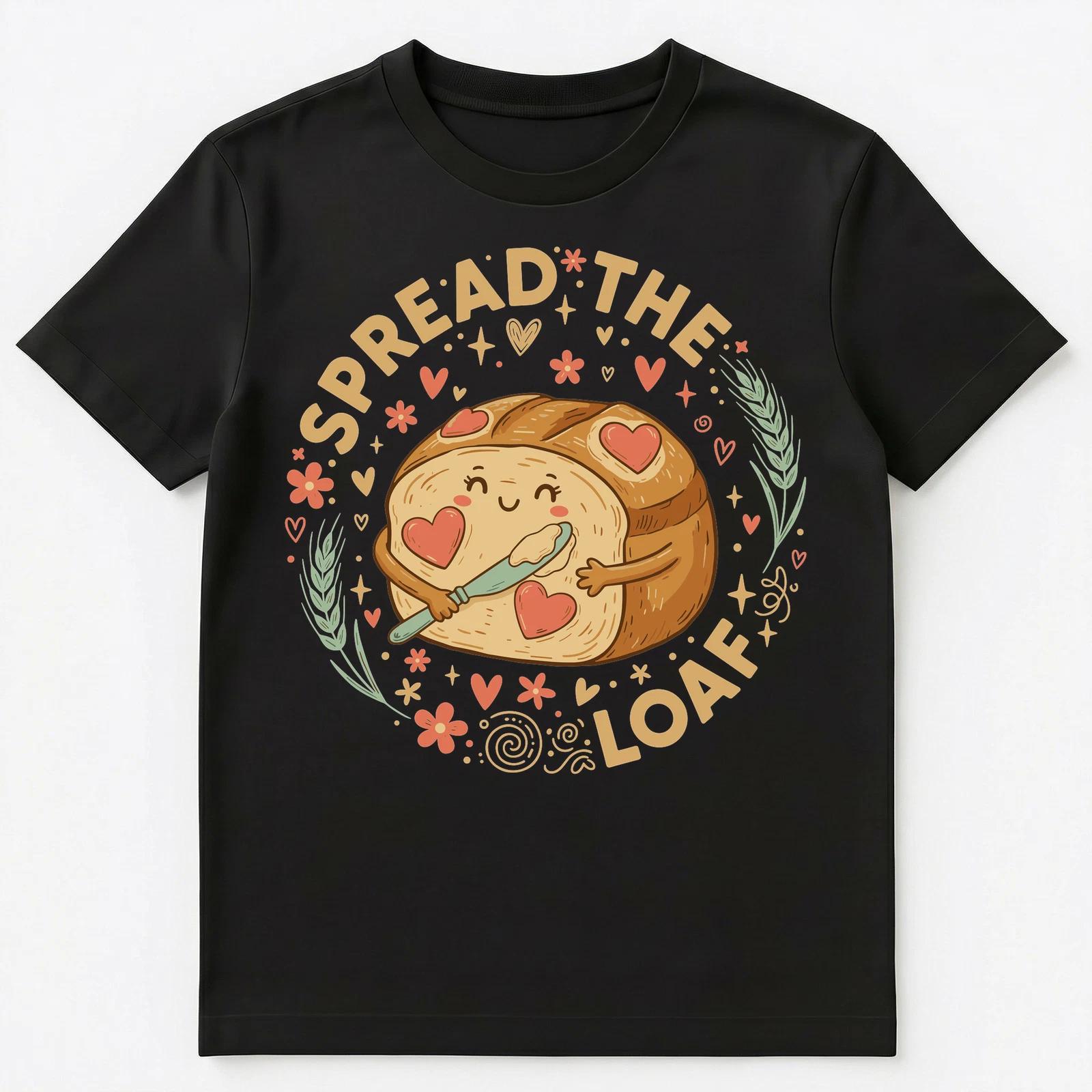 Spread The Loaf Love Pun With Cute Bread Design Unisex T-Shirt XL