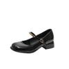 Französische Märchenstil Mary Jane Schuhe Mädchen 2025 Herbst und Winter neu wasserdicht Tisch Ein-Wort-Schnalle mit eckiger Spitze flacher Ausschnitt Einzelne Schuhe