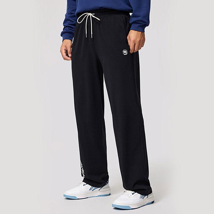 Li-Ning Badfive Moisture-Wicking Loose Straight-Leg Knitted Sports Pants Men Bottoms Black AKLU201-1