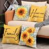1Pc Spring Summer Themed Alphabet, Leaves, Sunflower Decorative Pillow Covers For Sofa, Couch, Home Decor Linen 18*18In