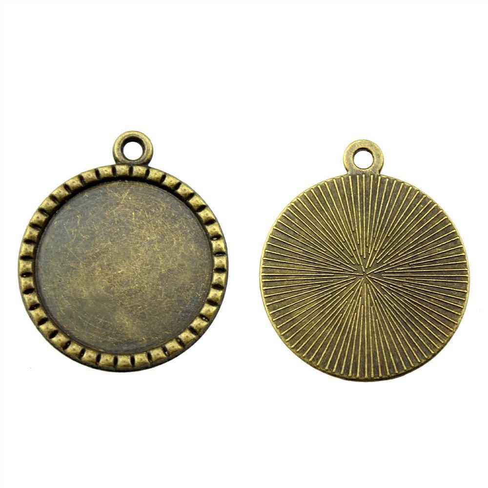 

5 шт. круглый простой стиль камея кабошон кулон базовая установка ювелирные компоненты аксессуары античная бронза цвет цинковый сплав 25 мм