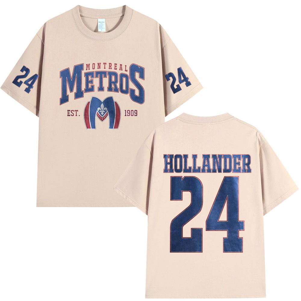 Heated Rivalry Shane Hollander 24 Montreal Metros T-Shirt Herren Damen Kleidung Lässig Polyester Übergroß Kurze Ärmel T-Shirts Oberteile