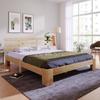 Cama de Madeira Cama de Casal com Cabeceira, Estrutura de Cama com Base de Ripas, 200 x 140 cm, Madeira Maciça Cama de Casal Maciça, Utilizável como Cama de Pinho