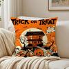 Halloween Trick Or Treat Cushion Cover Breathable Cushion Covers Machine Washable Wrinkle-Resistant Soft Durable