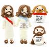 Charakter-Serie Positive Energie Häkeln Jesus Handgemachte Gestrickte Puppe mit Aufmunterungskarte Schreibtischdekoration Geschenk