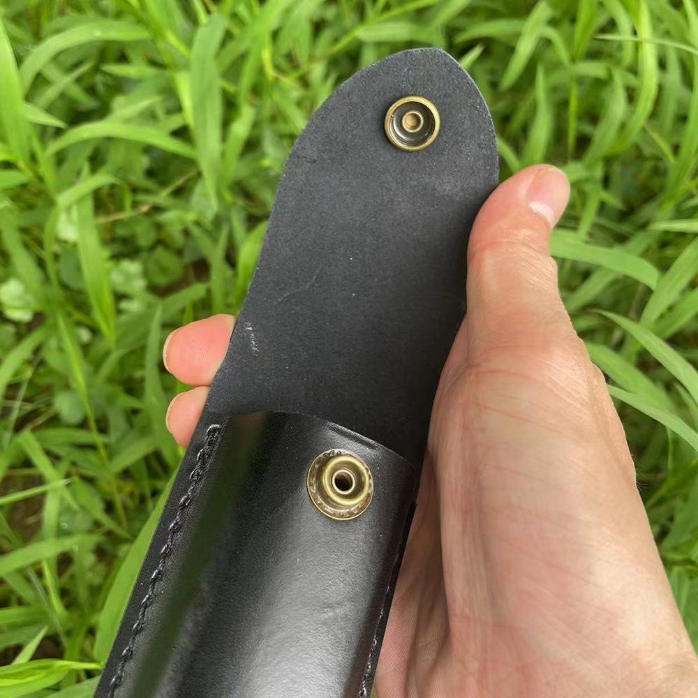 High- Quality Folding Knife Universal Split LeatherLeather Sheath Black Knife Case Hand-carved Scabbard Knife  with Belt Buckle
