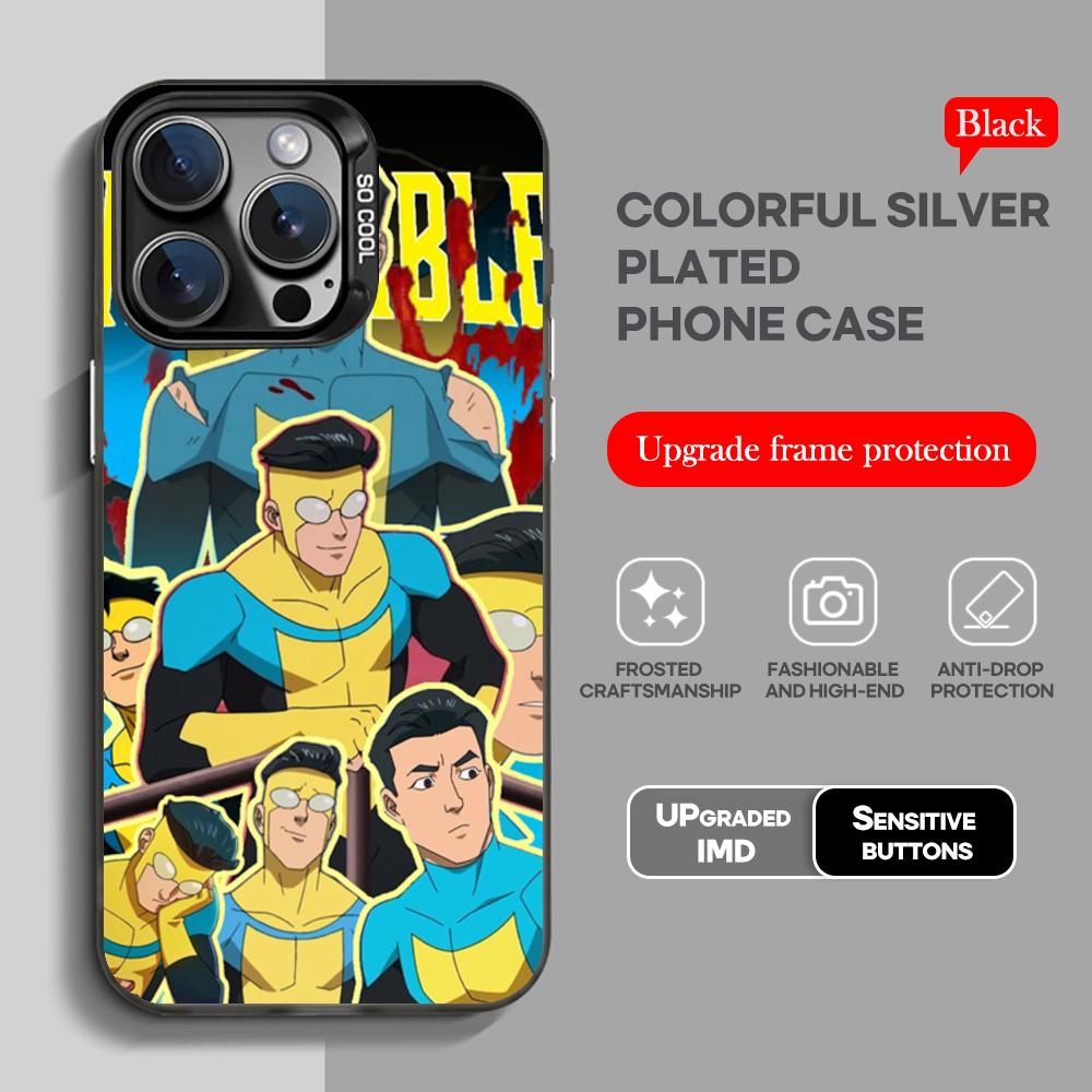 Cool Invincible Phone Case black IMD Colorful Silver Suitable soft case for iPhone 16 15 14 13 12 11 XS Pro Max