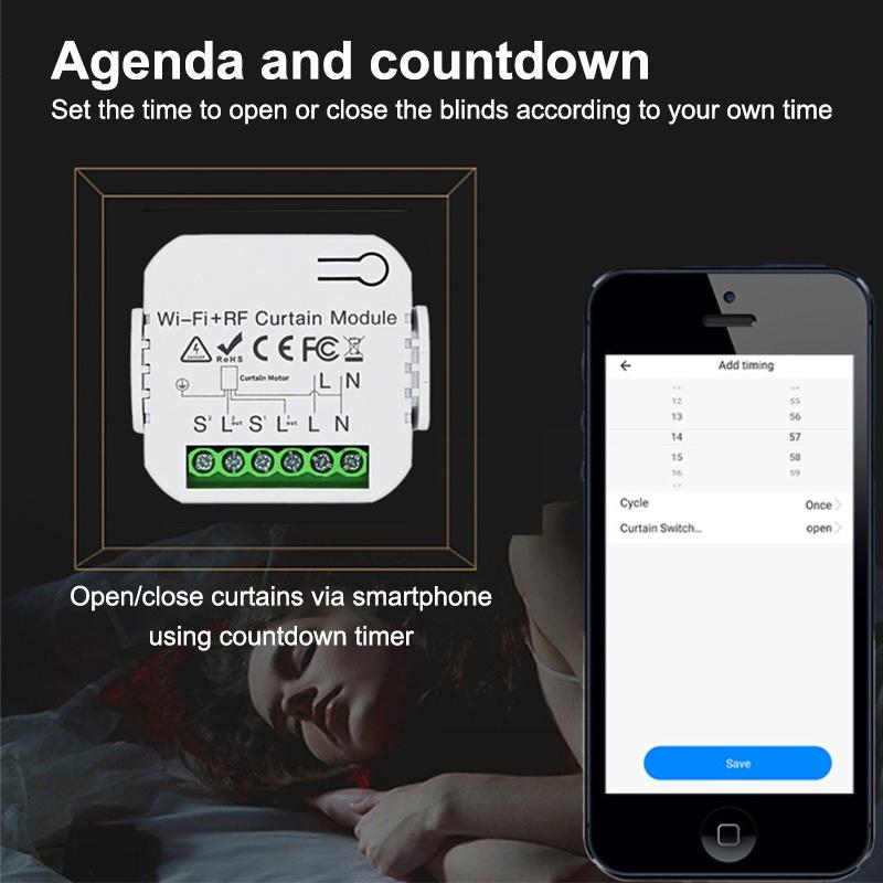 Wifi Rf Smart Curtain Switch Module With Remote Timer Control Scene Linkage For Smart Home Use