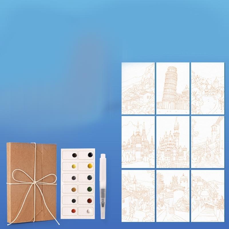 12 Color Watercolor Sketchbook with Accordion Fold Design for Storage and Artistic Creation by Students and Enthusiasts