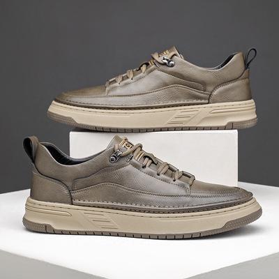 Men's Shoes Autumn New Fashion Casual Tooling Board Shoes Leather Surface Low-top British Retro Leather Shoes