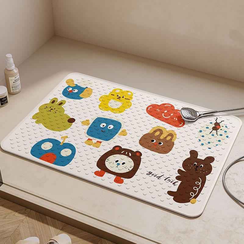 Bathroom Non-Slip Floor Mat Pvc Leave-In Toilet Floor Mat Shower Room Household Children'S Bath Anti-Drop Massage Suction Cup