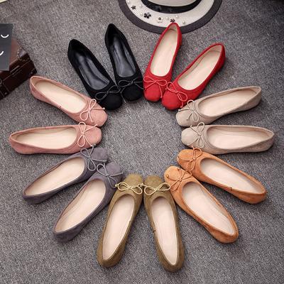 Damen Ballerinas Schleife Eckige Zehe Slipper Damenschuhe Flats Wildlederimitat Bootsschuhe Loafer Damenschuhe Frühling778