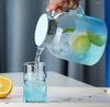 Creative color filter juice pot large volume gradient blue glass teapot household explosion-proof cool teapot cup holder set