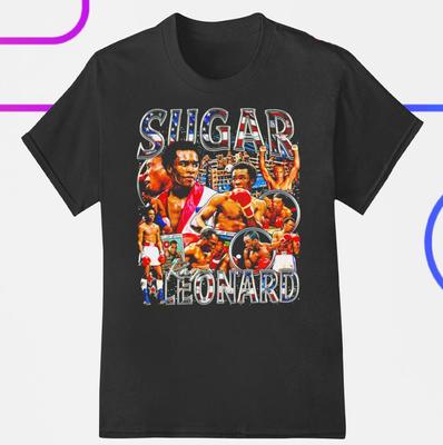 Sugar Ray Leonard bokserski graficzny plakat Koszulka Czarna Wszystkie Rozmiary 8D921 Koszulka Unisex