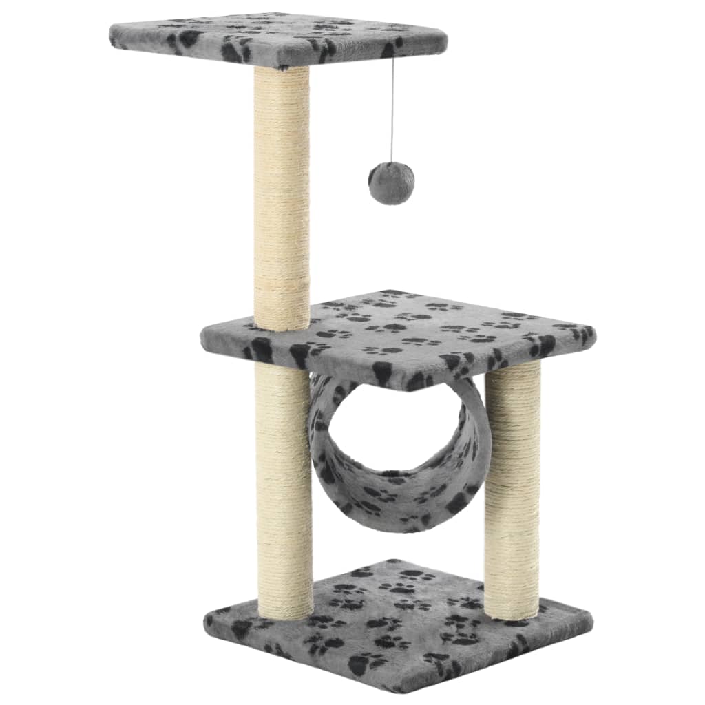 Cat Scratching Post with Sisal 65 cm Grey with Paw Pattern