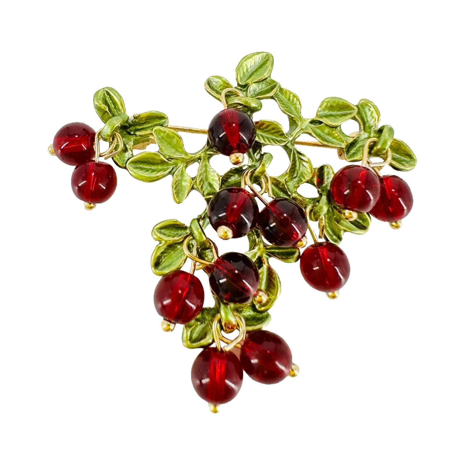 

Брошь для костюма в виде винограда в саду One Size красный