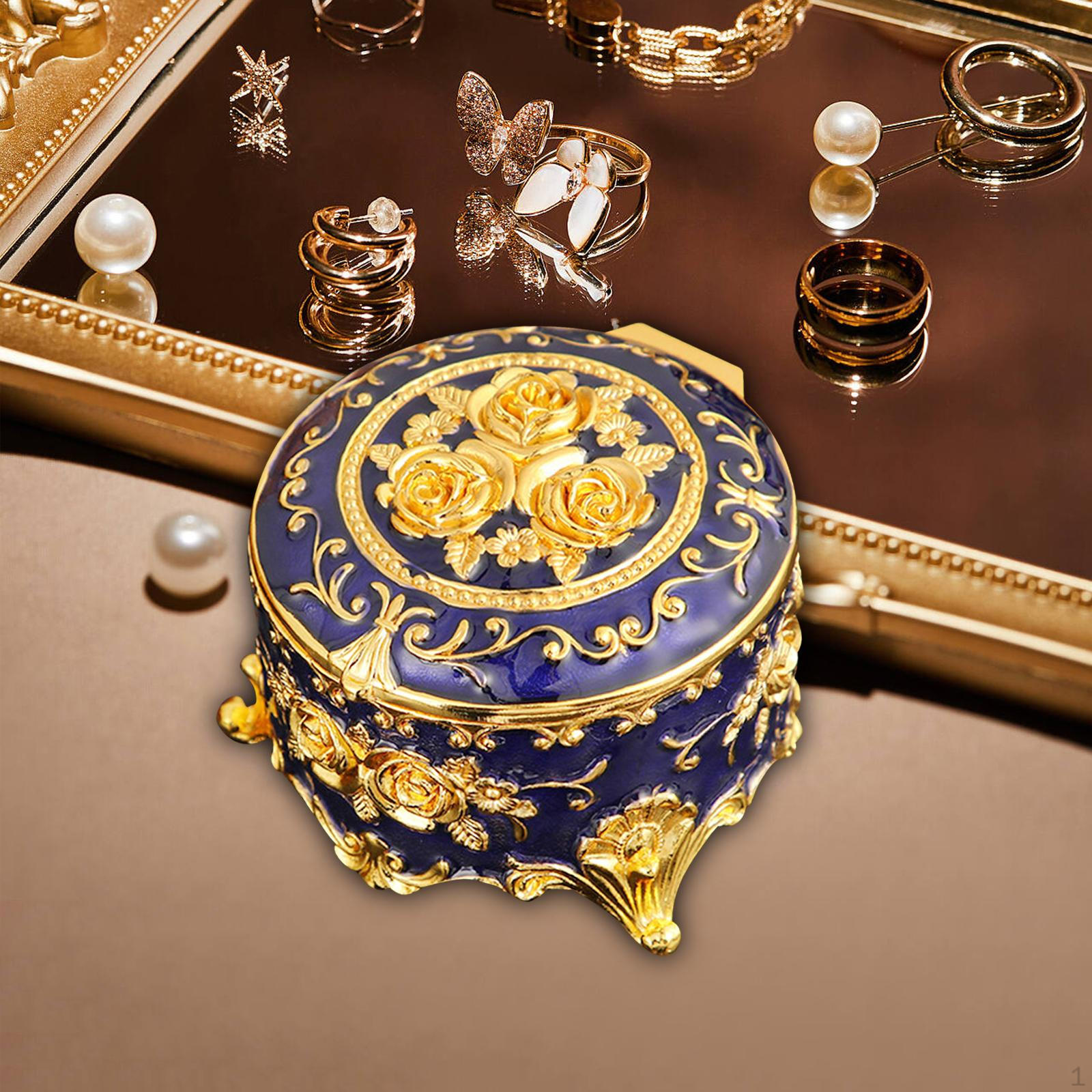 

Элегантная шкатулка для драгоценностей, держатель для женских аксессуаров тёмно-синий