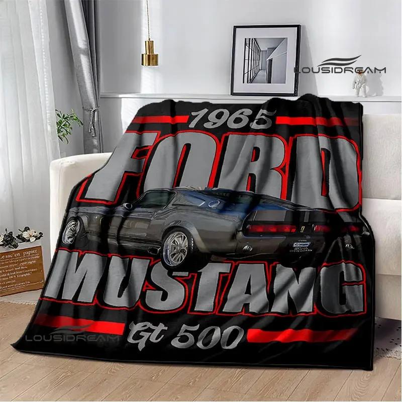 Mustang Car Logo Printed Blanket Flannel Blanket Warm Blanket Blankets for Beds Rainbow Blanket Picnic Blanket Birthday Present