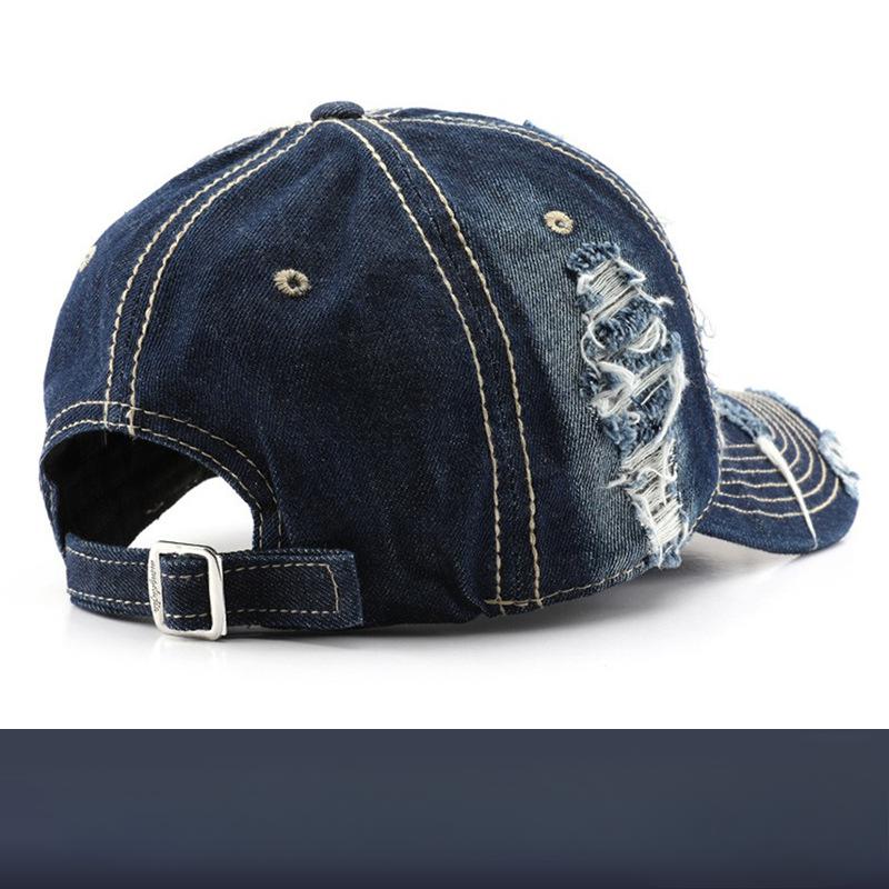 Women's Baseball Cap, Spring/summer New Style, Retro Perforated Fashion, Duckbill Cap, Personalized Multifunctional, Men's Washed Denim Cap