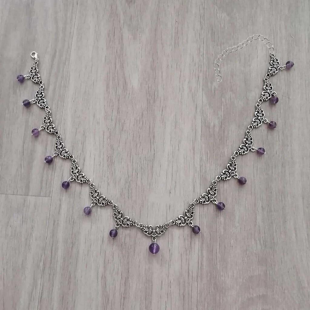

Geometric Purple Crystal Gothic Necklace For Halloween Cosplay Cosmetology