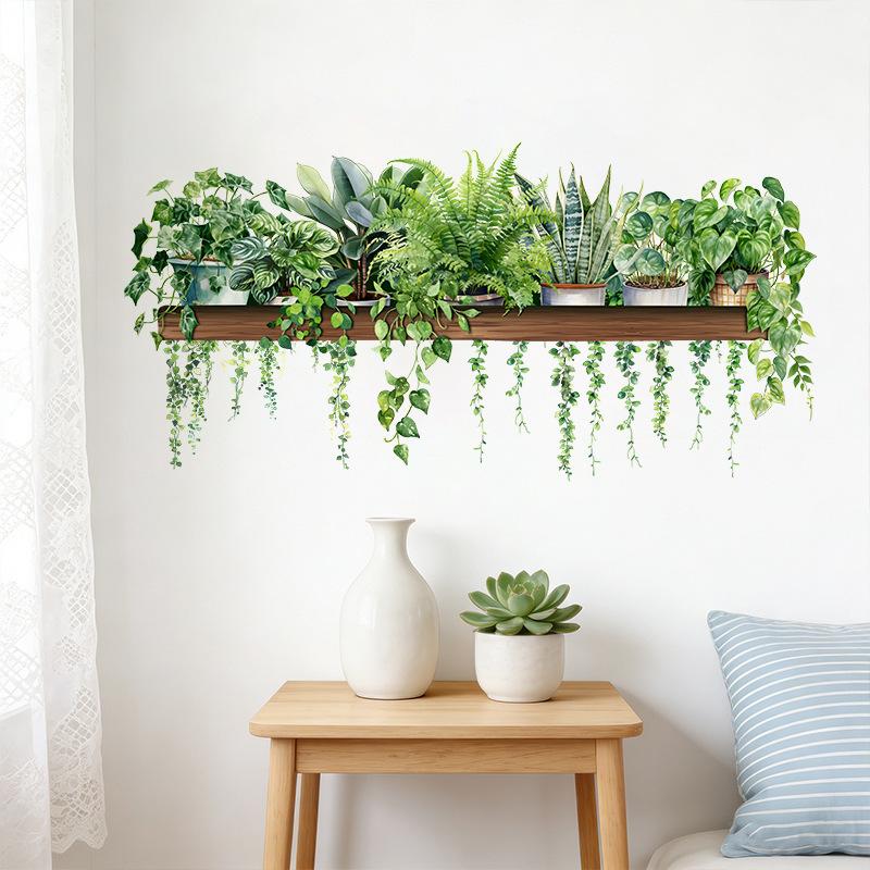 Green Plant Wall Sticker Self Adhesive Removable Kitchen Living Room Rental Home Decor