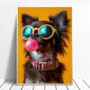 Fun And Funny Cute Dog Wearing Glasses And Blowing Bubblesr Art Poster Canvas Prints Mural Living Room Bedroom Home Decoration