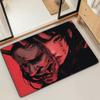 Japanese Samurai Oni Mask Girl Door Mat Bath Microfiber Decorative Versatile Flannel Floor Mat Quick Dry Absorbent Non-slip Sole
