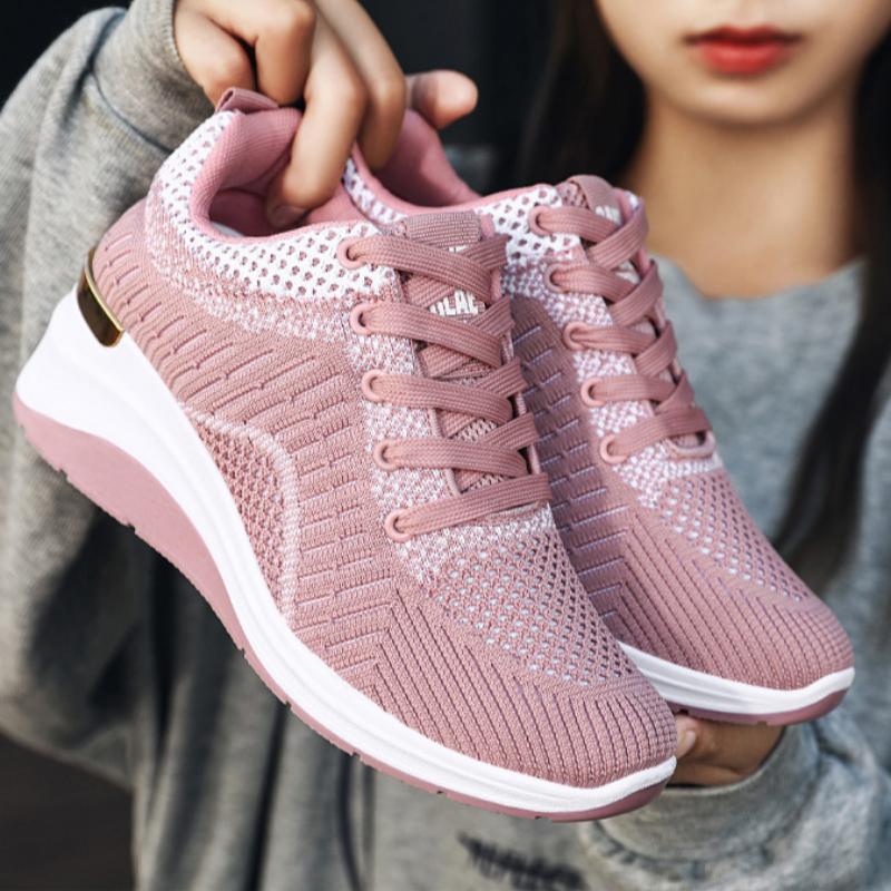 Damen-Frühlingsschuhe mit erhöhter Höhe, rutschfest, bequem und atmungsaktiv, dicksohlige Sportschuhe