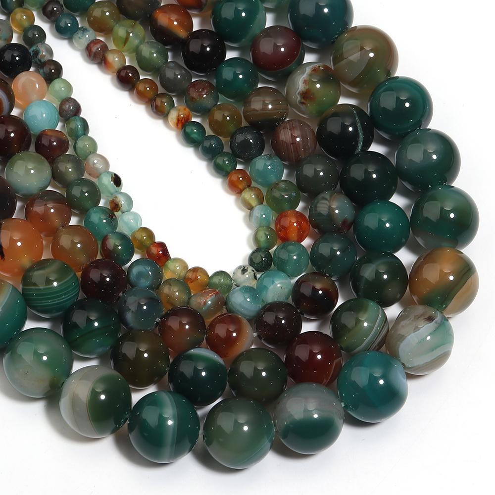 1 Strand Natural Peacock Stripe Agate Stone Beads Round Loose Beads For Jewelry Making DIY Bracelet Accessories 4/6/8/10/12mm
