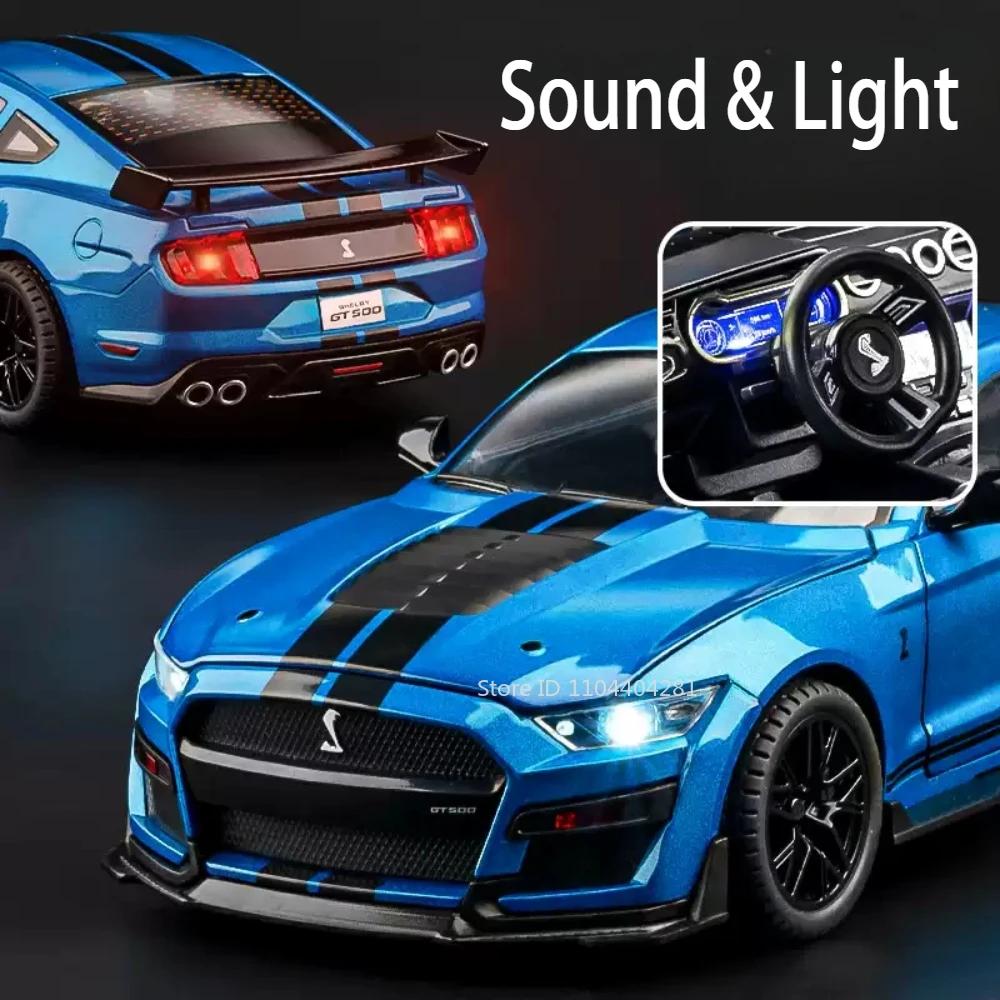 1:18 Mustang Gt500 Accord Alloy Cars Diecast Models Toys 4 Doors Opened With Sound Light Pull Back Vehices Kids Birthday Present