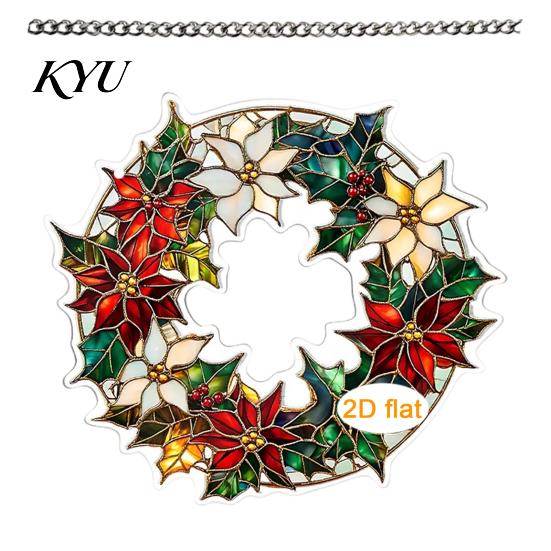 Christmas Tree Accessories Acrylic Garland Pendant, Double-sided Wreath Hanging Ornament, Lightweight Ornaments Decor with Lanyard for Holiday