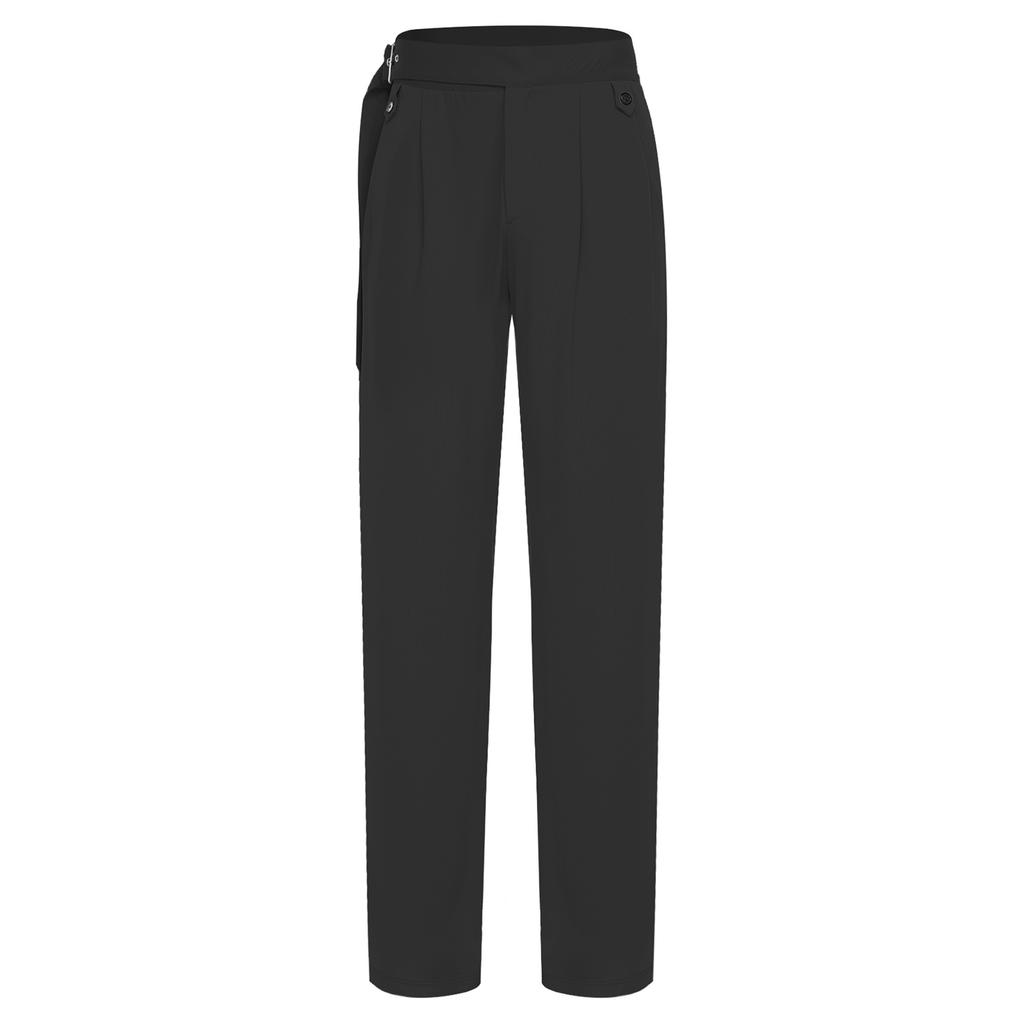 Pantaloni de dans pentru bărbați cu cataramă reglabilă, pantaloni cu curea și buzunare, îmbrăcăminte pentru dans de sală, latin, modern