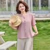 Middle-Aged Women's New Chinese Style Short Sleeve Two-Piece Set