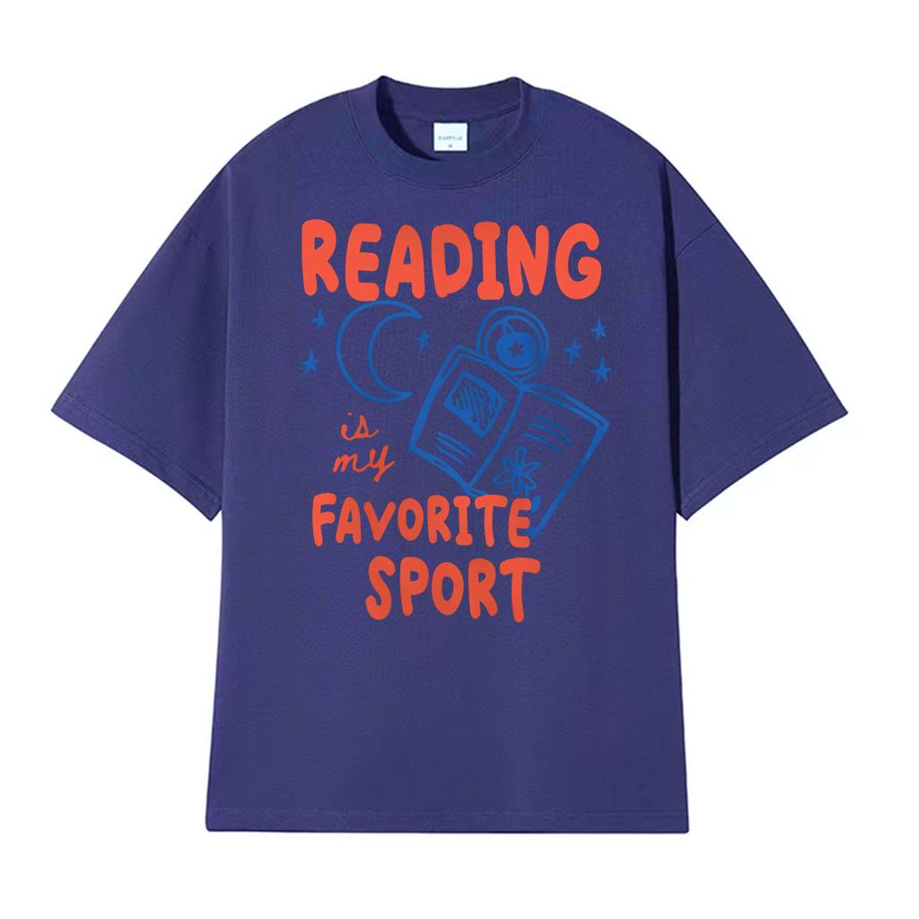 Reading Is My Favorite Sport Funny Graphic T Shirt Unisex Women Fashion High Quality Tshirts Oversized Vintage 100 Cotton TShirt