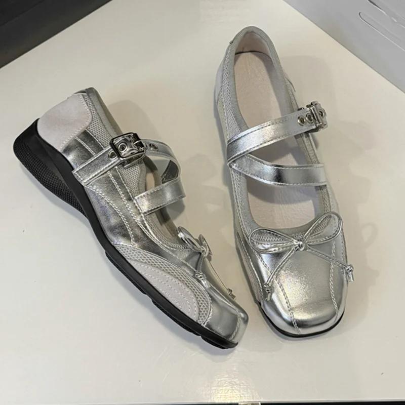 Fashion Mary Janes Ballet Flats Women Sport Casual Bow-Knot Walking Shoes Cozy Shoes Woman Mesh Shallow Breathable Sneakers Summer Lady