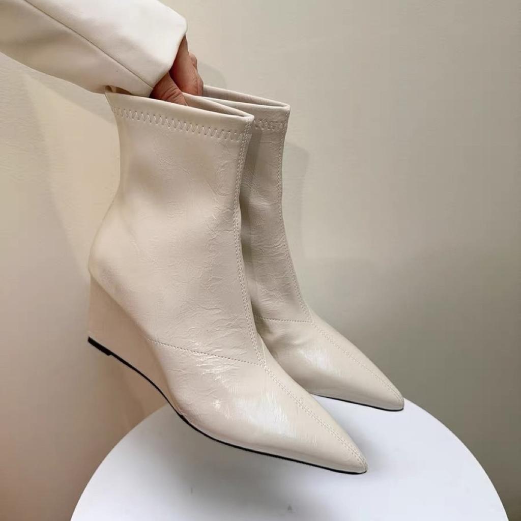 Fashion 2025 Autumn/winter New Women's High-heeled Boots Long Tube Rubber Boots Pointed Toe Long Tube For Women